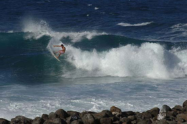 Surfing at Keokea Beach