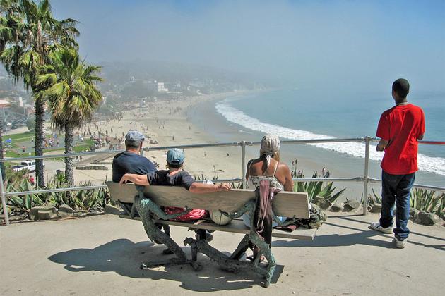 Park bench overlooking Main Beach