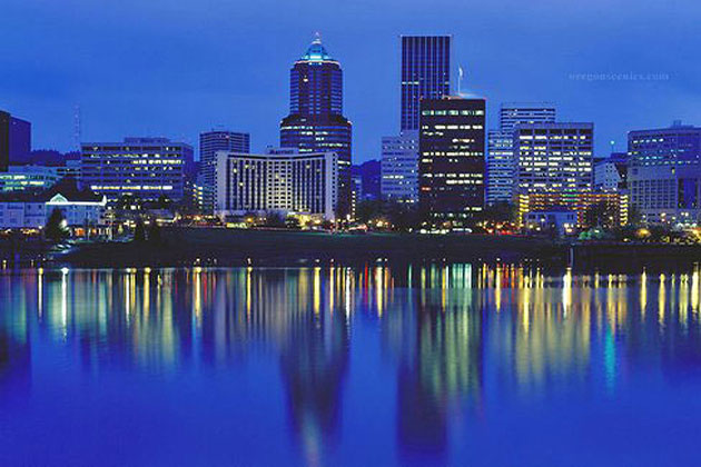 Portland downtown at night