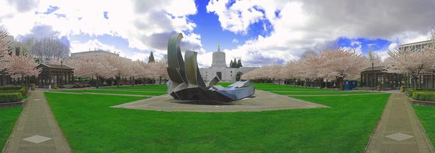 Salem Oregon - Capitol and Cherry tree Blossoms