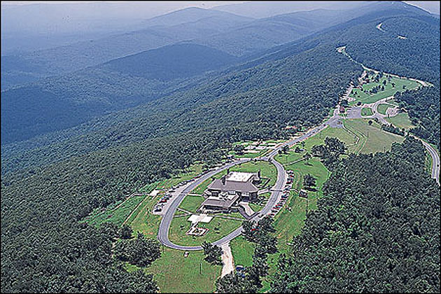 Aerial of Queen Wilhelmina State Park, Mena